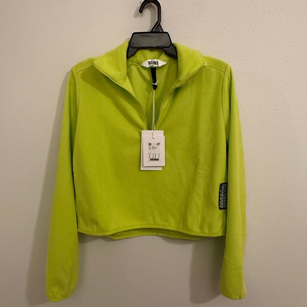 NWT- RAINS Fleece W half zip (crop fleece)
